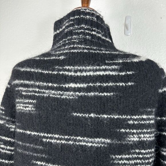 Banana Republic Sweater Women XS Space Dye Black White Alpaca Wool Chunky knit - Picture 8 of 13